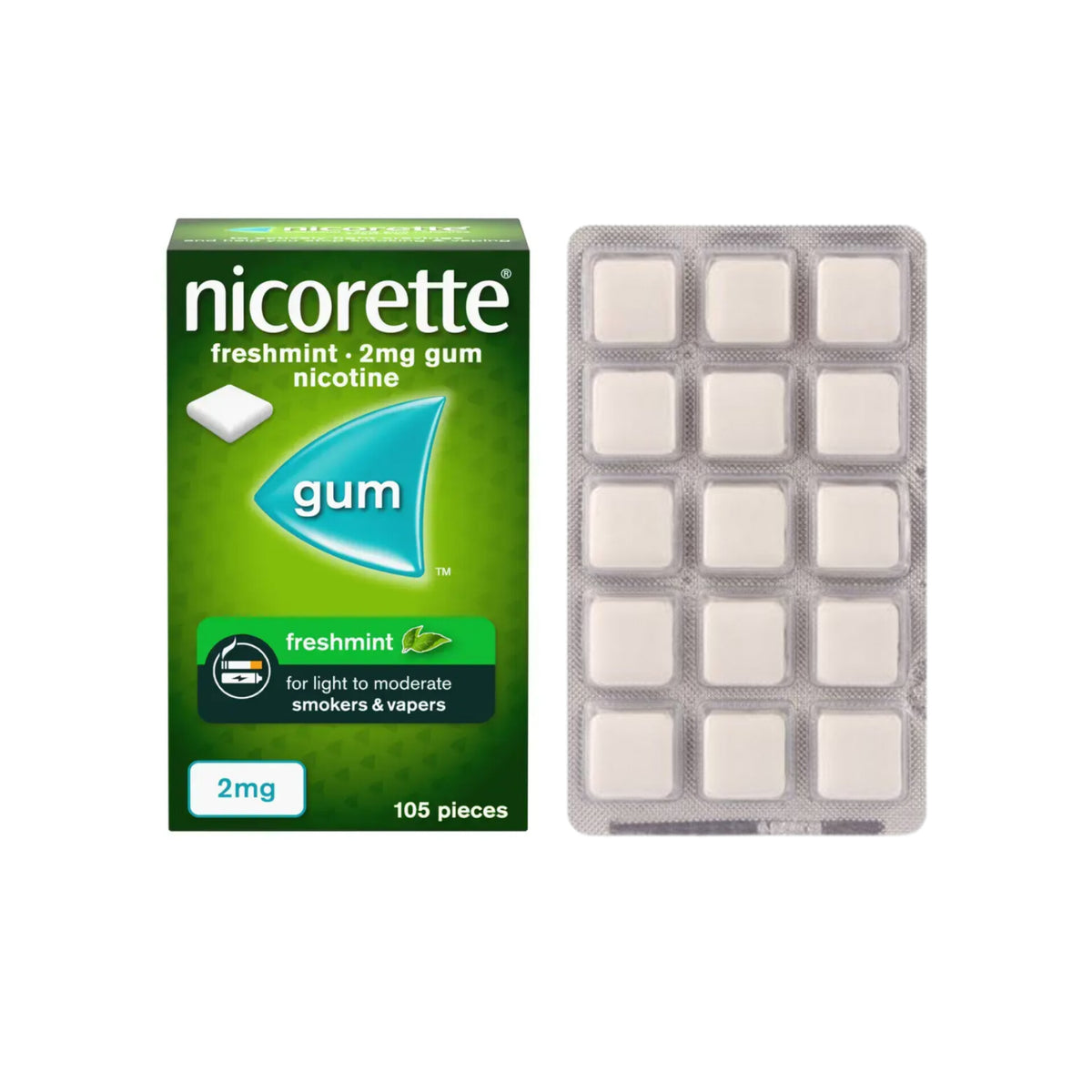 Nicorette Nicotine Gum Freshmint 2mg – 15 Pieces